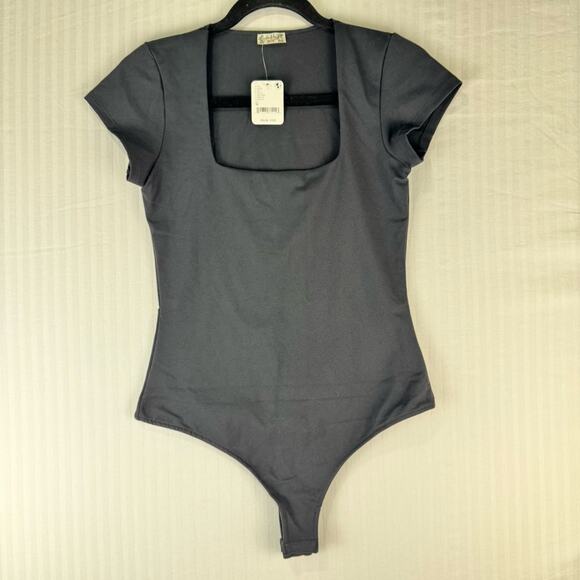 Intimately Free People Black Nylon Stretch Bodysuit Women’s Size Medium Body Con - Picture 1 of 6